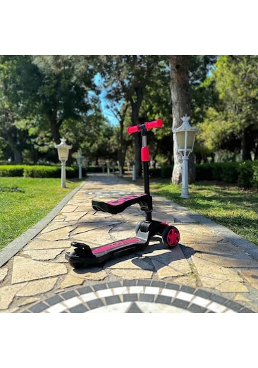 Cool Wheels Oturaklı Scooter Pembe Işıklı 50 Kg Pembe