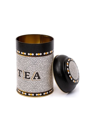 Mosaic Tea Desenli Yuvarlak Metal Kutu, 10.5 X 15 Cm, 1.1 Lt