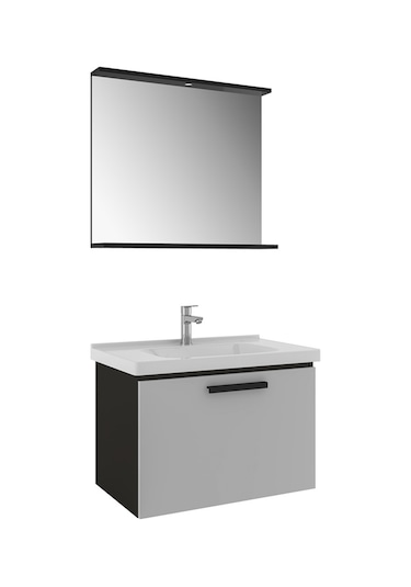 Kale Gris Banyo Dolabı Takımı 80 Cm Siyah-gri Gri - Siyah