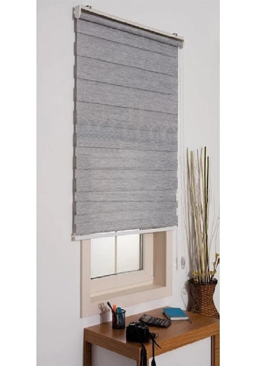 Networkavm Gri Mz666 Etek Dilimsiz Stor Zebra Perde 140 X 293 Gri