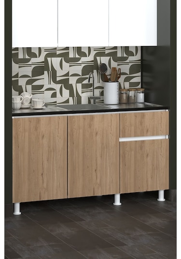 150 Cm Poyraz Mutfak Alt Modül Evyeli Ahşap