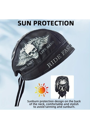 Turcoshop11 H03 Retro Motorsiklet Kask Balaklavası Erkek Yaz Spor Bandana Pirat Şapka