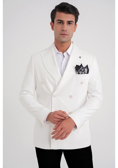 C 646 Ceket Slim Ekru Casual Ekru