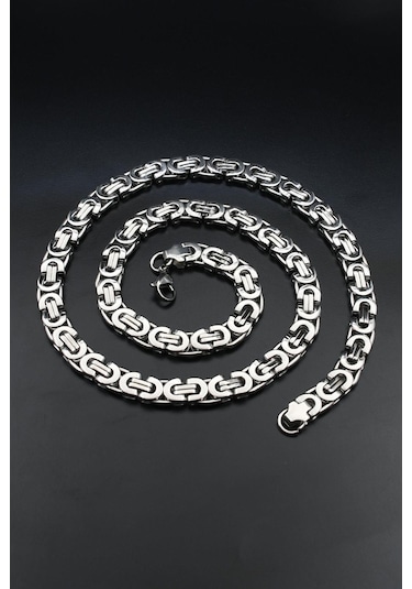 Paslanmaz Çelik Euro Kral Model Kolye Zincir 8mm 902592 Gümüş