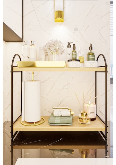 Bino Mutfak Rafı Masaüstü Düzenleyici Organizer Mutfak Banyo Dolabı 2 Katlı Raf Oval Raf Kitaplık. Siyah