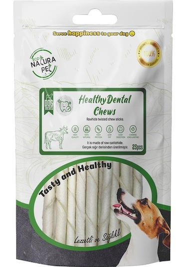 Eco Natura Pet Healty Dental Chews Beyaz Burgu Kemik 13 CM 25'li 150 G