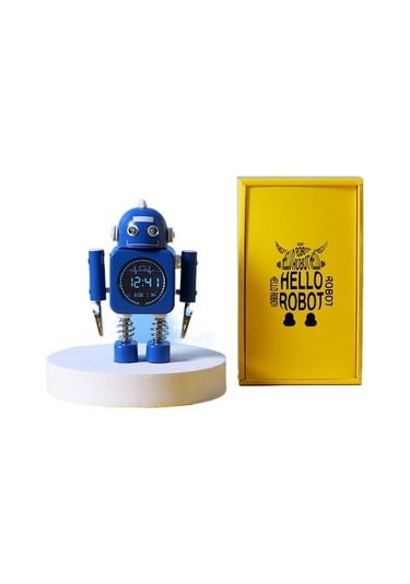 Soulader Sessiz Mekanizmalı Dijital Ekranlı Modern Çalar Saat, Metal Kasa, Yaratıcı Tasarım, Hediyelik Mavi