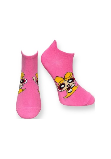 3'lü Unısex Çizgi Film Karakterli Esnek Nem Alabilen Pamuklu Spor Patik Çoraplar Çok Renkli