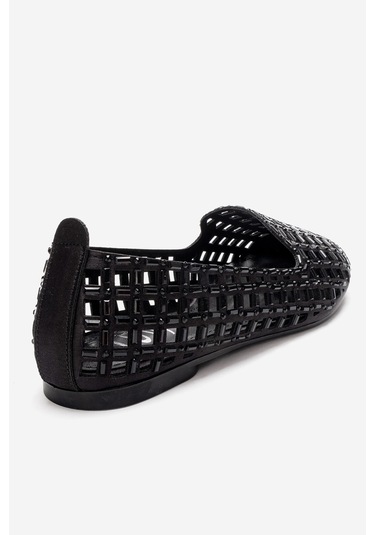 Luvishoes Sılva Siyah Taşlı Kadın Babet Ayakkabı Siyah