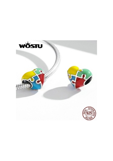 Wostu 925 Ayar Gümüş Charm Aşk Yapboz Renkli Boncuk Kolye Fit Bilezik Kolye Kadınlar Takı İçin, Seçenekler: 925 Silver Wostu 925 Ayar Gümüş Charm Aşk Yapboz Renkli Boncuk Kolye Fit Bilezik Kolye Kadınlar Takı İçin, Seçenekler: 925 Silver