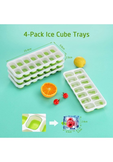 Hfambition 4'lü Silikon Buz Küpü Seti, Çıkarılabilir Kapağıyla Hızlı Buz Yapımı, Soğuk İçecekler İçin Pratik Çözüm Çok Renkli