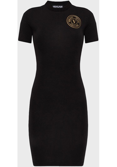 Versace Jeans Couture Bayan Elbise 74haot06 Cj03t G89 Siyah-gold Altın