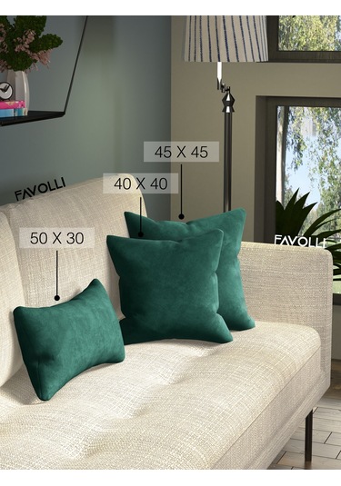 Kadife Dokulu Deniz Yeşili Kırlent Kılıfı Dream Serisi Punch Için Uygun Gizli Fermuar Deniz Yeşili