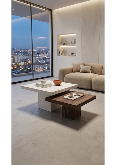 Most Marmoris %100 Mdf Orta Sehpa Set Evinize Teslim Aytaşı Ceviz