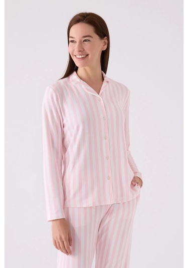 Arnetta 3065 Uzun Kol Kadın Pijama Takımı Toz Pembe Toz Somon