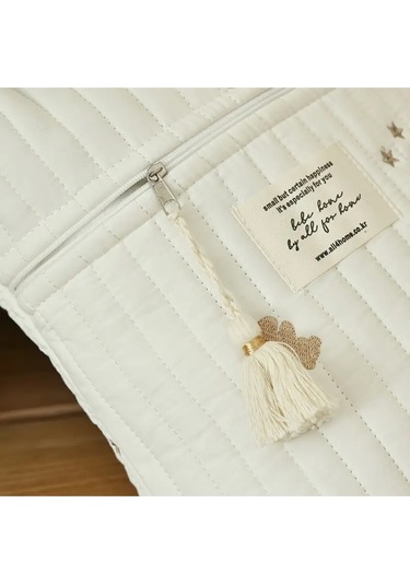 Yaprak Desenli Organızer Bebek Çantası Krem