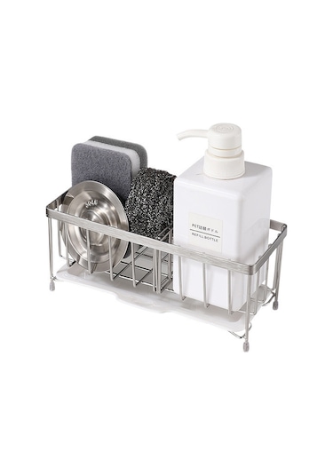 Wezone 304 Paslanmaz Çelik Sıvı Sabunu Depolama Rafı - Sünger Ve Çelik Topu İçin Su Akıtma Özelliği İle Mutfak Düzenleme Aleti Geliştirilmiş Versiyon + Sınıflandırma Kutususu Diğer