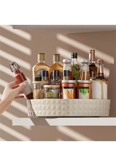 Geeksen Çok Amaçlı Döner Düzenleyici Tepsi: Mutfak, Banyo Ve Ofis Organizasyonu İçin Pratik Çözüm Beyaz