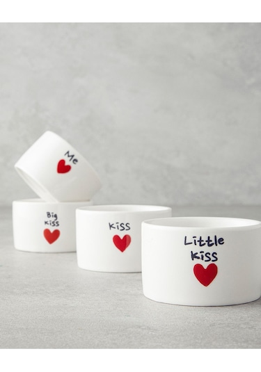 Lovely Stoneware 4'lü Çerezlik 6,5 Cm Kırmızı
