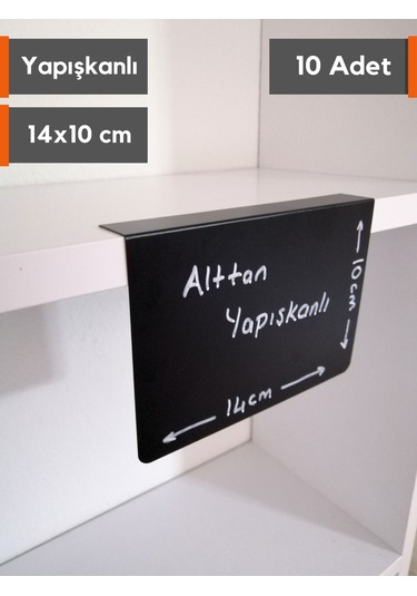 10 Adet Pvc Karatahta Siyah Etiket 14x10 Cm Yapışkanlı İsimlik