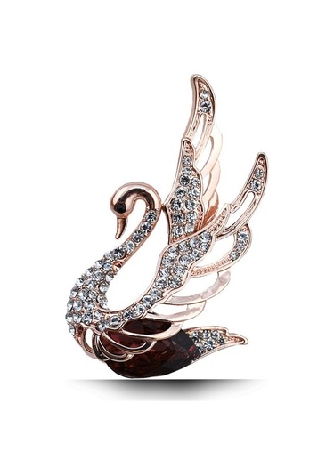 Sones Kadın Moda Kuğu Kristal Eklemeli Matkap Broşlar Mor