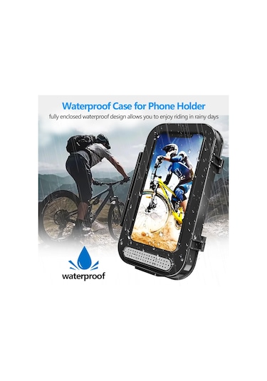 Bisiklet Su Geçirmez Çanta Motosiklet Şeffaf Flip Telefon Tutucu Siyah Siyah