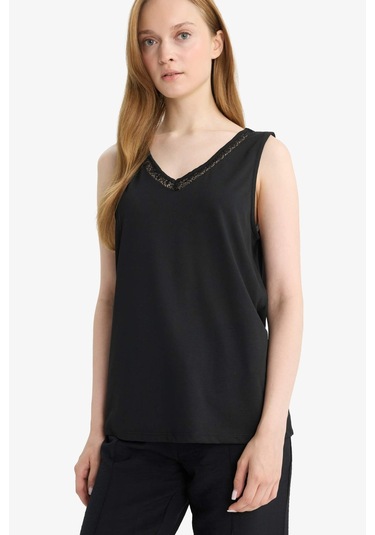 Defacto Dantel Detaylı V Yaka Atlet F9396ax25hsbk27 Siyah