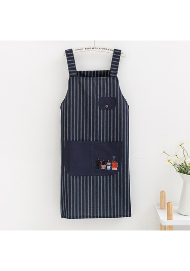 Moveevo Koton Unisex Fırça Desenli Apron: Mutfak, Çizim, Geliştirme İçin Dayanıklı Koruyucu Cila Lacivert Diğer