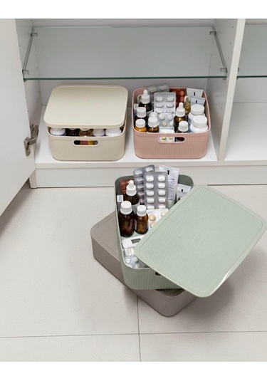 Okyanus Home Linea Smart Box Multi Renk 4,5 Lt 4 Adet Kapaklı Çok Amaçlı Saklama Kutusu Renkli