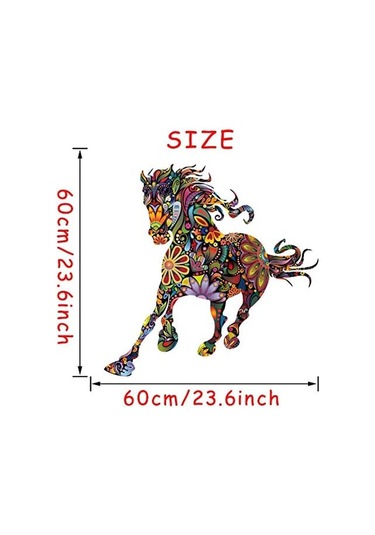 Vahşi Renkli Çiçek At Duvar Sticker Çiçek Desenli Pentium At Oturma Odası Yatak Odası Çıkartması Ev Dekorasyonu 60 60cm Şeffaf