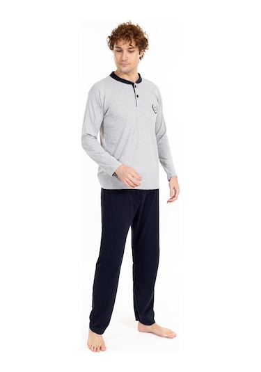 Erkek 1065 Uzun Kol Süprem Pijama Takımı Gri Gri