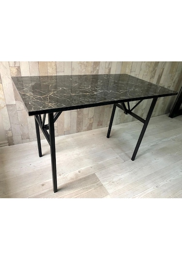 Bahçe Balkon Çayseti Masası Siyah Mermer Desenli 90x50cm Orta Sehpa, Yan Sehpa, Sehpa, Masa Siyah Mermer