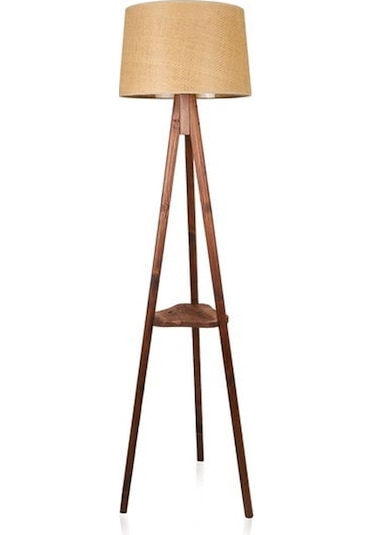 Evidea Lighting Sehpalı Tripod Lambader - Kahverengi / Ceviz - 153 Cm Kahverengi / Ceviz