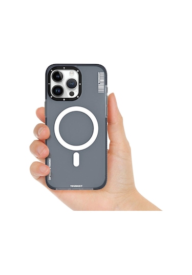 İphone 15 Pro Max Uyumlu Kılıf Magsafe Şarj Özellikli Youngkit Jiansha Serisi Kapak Siyah