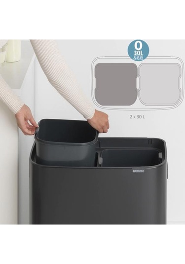 Brabantia Çöp Kutusu 30 + 30 Lt Bo Touch Dokunmatik Kapak Beyaz 1 Beyaz