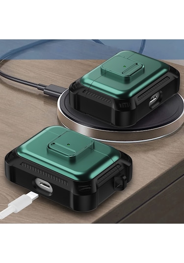 Airpods Uyumlu Pro Tpu + Pc İçin Anahtarlı Darbeye Dayanıklı Kulaklık Koruyucu Kılıf Mor
