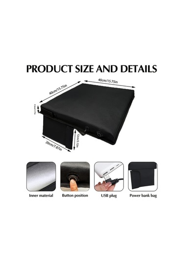 Willowhaven 1 Adet Cozycare Usb Isıtmalı Koltuk Pedi 3 Modlu Ayarlanabilir Taşınabilir Isıtma Matı Siyah Siyah