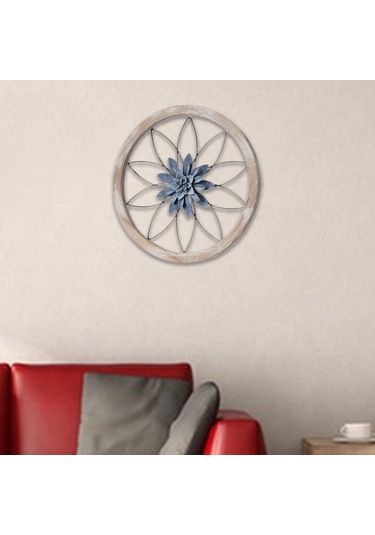 Suntek Çiçek Metal Duvar Sanatı Dekoru Asılı Dekorasyon Mavi