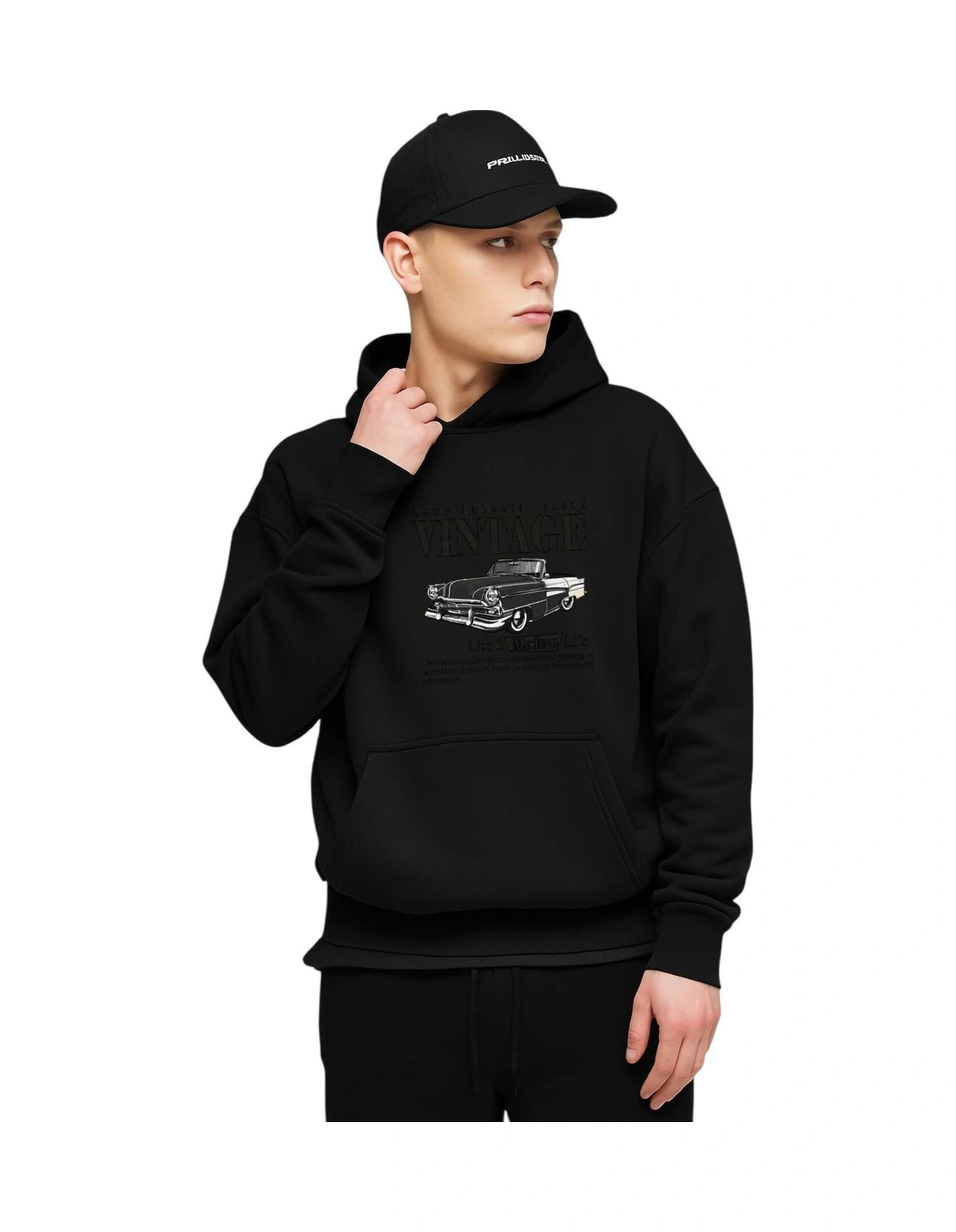 Vintage Baskılı Sweatshırt Siyah