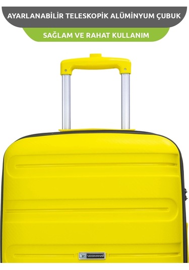 Vegmann Polipropilen Pp Atlas Sarı Kabin Boy Valiz Sarı