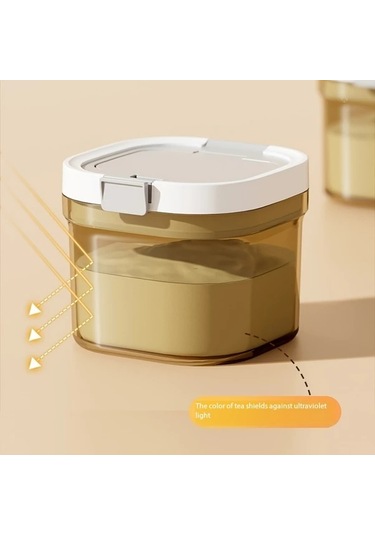 Awesomestore Ldq Büyük Şeffaf Kahve Saklama Kabı - Altın, 360 Sızdırmaz, Yeniden Kullanılabilir Şeffaf
