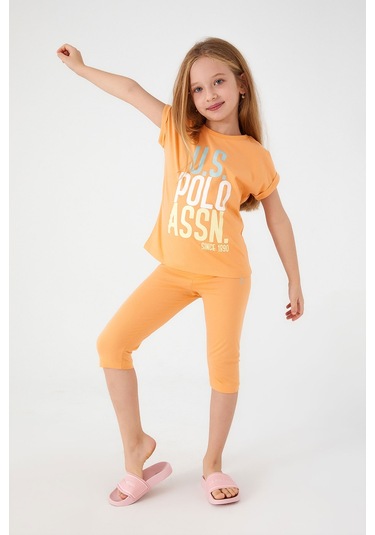 U.S. Polo Assn. Koyu Sarı Kız Çocuk Tayt Takım Sarı