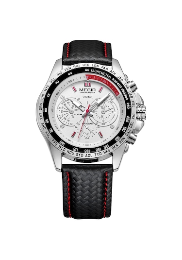 Megır 1010g Lüks İş Büyük Büyük Yüz Kuvars Erkek Kol Saati 3atm Su Geçirmez Askeri Spor Işıldayan Erkek Saati Dekoratif Üç Kadranlı Deri Kayış Bandı Çok Renkli