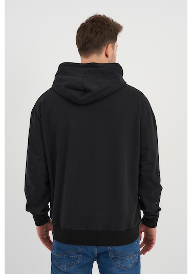 Alexandergardı Özel Unisex Baskılı Kapüşonlu Kanguru Cepli Sweatshirt Unx-0017602 Siyah