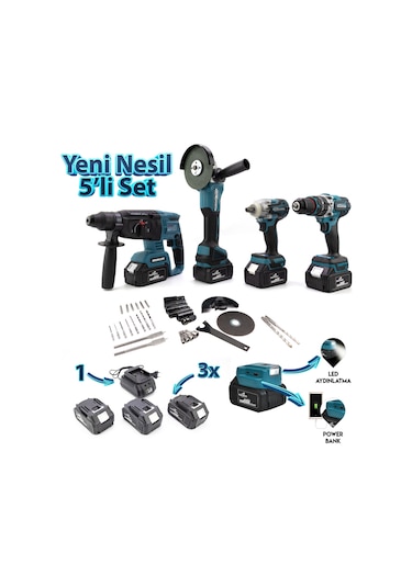 Dawreek MK350 Power Bank Led 13 MM Ç.Mandren + S.Sıkma + Ş.Spral + Ş 5'li Set