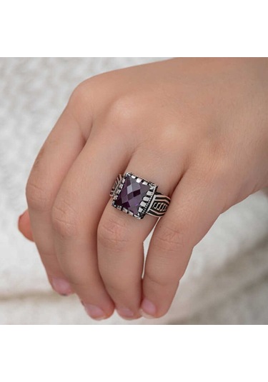 Casera's Gümüş Lila Zirkon Taşlı Çocuk Erkek Yüzük Csr2184721 Gümüş