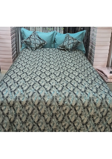 Hilal Cross Çift Kişilik Yatak Örtüsü Petrol Yeşili