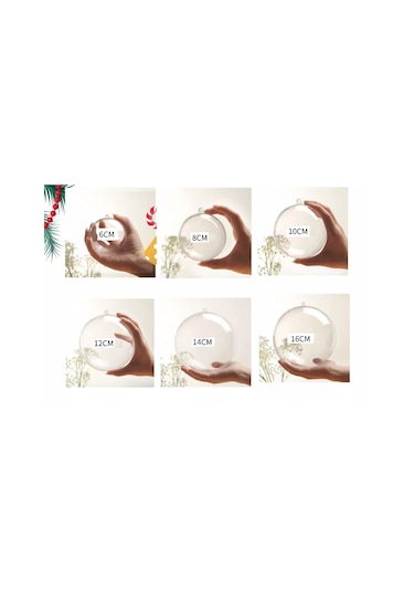 Şeffaf Mika Küre - Asılabilir Plastik Top - 14 cm