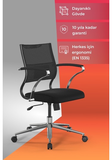 Ergolife Sit Air Ofis Koltuğu Krom Ayaklı, Yükseklik Ayarlı, Fileli, Bilgisayar Sandalyesi -572.5f.1.2a2 Çok Renkli