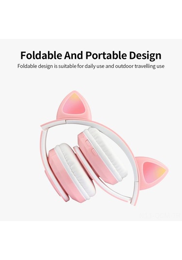 Qingmipy B39 Kablosuz Kulaküstü Bluetooth Kulaklık, Işık Efektli Espor Oyun Ve Müzik İçin, Mavi Renk, 40mm Hoparlör, 7 Saat Kullanim Süresi